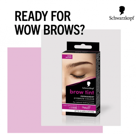 Schwarzkopf Brow Tint Permanent Dark Brown 2st, Краска для бровей стойкая  тёмно-коричневая, до 10 применений, 21г х 2шт