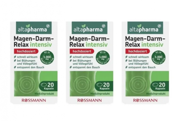 altapharma Magen-darm-relax intensiv 20st х 3 packs, Капсулы против вздутия живота и чувства переполнения желудка, 20 капсул x 3 упаковки