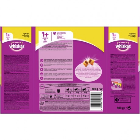 Whiskas Trockenfutter 1+ mit Huhn Сухой корм Для кошек 1+ с Курицей, 800 г