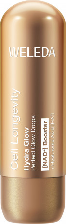 WELEDA Cell Longevity Hydra Glow Perfect Glow Drops, 15 ml, Капли для сияния лица Hydra Glow с золотистым финишем и гиалуроновой кислотой HA7, 15 мл