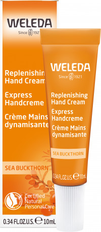 WELEDA SANDDORN Express Handcreme, 10 ml, Быстро впитывающийся облепиховый крем для рук Express, дорожный формат, 10 мл