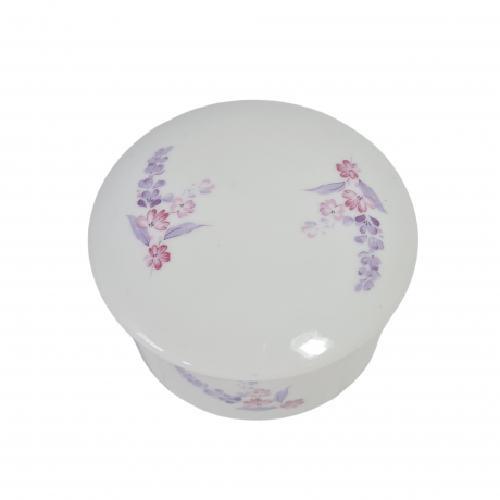 Шкатулка винтажная Fine China с лиловыми цветочками, костяной фарфор, 11 см, Китай, 1970-80гг.