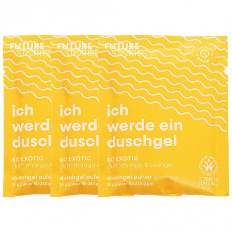 FUTURE STORIES Duschgel Pulver 3er Set Mango & Orange  Гель-пудра для душа Набор из 3 порошков манго и апельсина