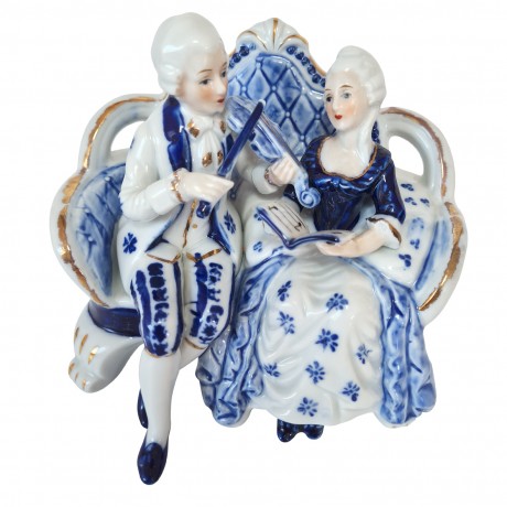 ХС, Фарфоровая Статуэтка "Дама с кавалером", 16см х 16 см, Германия, 1950-60гг.