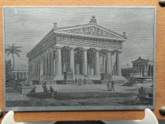 Картина винтажная &quot;Храм Посейдона&quot;, олово/дерево, 20.54 х 14 см, Греция, 1980-90гг.