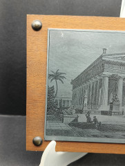 Картина винтажная &quot;Храм Посейдона&quot;, олово/дерево, 20.54 х 14 см, Греция, 1980-90гг.