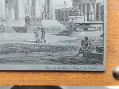 Картина винтажная &quot;Храм Посейдона&quot;, олово/дерево, 20.54 х 14 см, Греция, 1980-90гг.