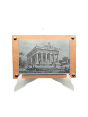 Картина винтажная &quot;Храм Посейдона&quot;, олово/дерево, 20.54 х 14 см, Греция, 1980-90гг.