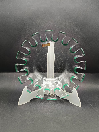 Фруктовница винтажная Joska / Bodenmais Bavaria, с резным краем, стекло, 21 см, Германия, 1970-80гг.