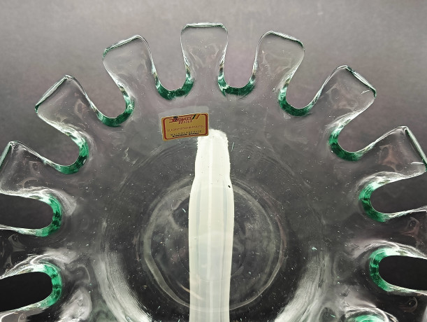 Фруктовница винтажная Joska / Bodenmais Bavaria, с резным краем, стекло, 21 см, Германия, 1970-80гг.