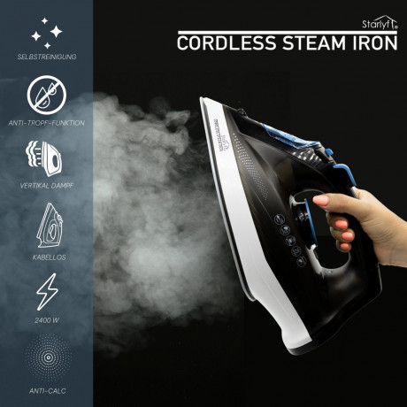 Starlyf Starlyf Dampfbugeleisen Cordless Steam Iron, 2400 W, kabelloses Bugeleisen, Sohle mit keramischer Antihaftbeschichtung Starlyf Cordless Steam Iron, 2400W, беспроводной утюг, подошва с керамическим антипригарным покрытием