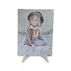 Картина винтажная Marie-Claude Monchaux, графичное изображение ребенка под стеклом, 23,5 x 32 см, Германия, 1960-1970гг.