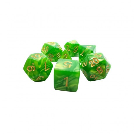 dice4friends 7-tlg. RPG Wurfelset Pearl: Grass\/Gold 7 шт. RPG Dice Set Жемчуг: Трава/Золото