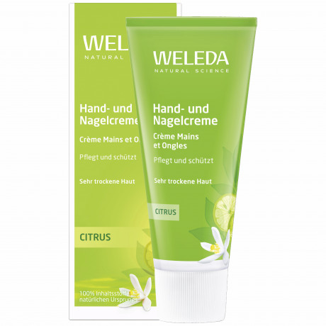 WELEDA CITRUS Hand- und Nagelcreme, 50 ml, Питательный крем Citrus для рук и ногтей с миндальным маслом, календулой и ромашкой, 50 мл
