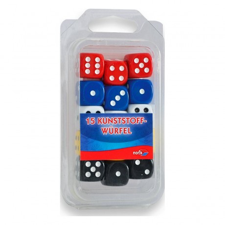 Noris 15er-Set bunte Kunststoff-Wurfel Набор из 15 цветных пластиковых кубиков.