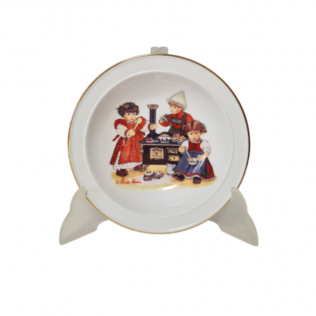 Reutter Винтажная тарелка с позолоченным ободком "Дети", 17,5см x 4,5см, Германия, 1960-70гг.