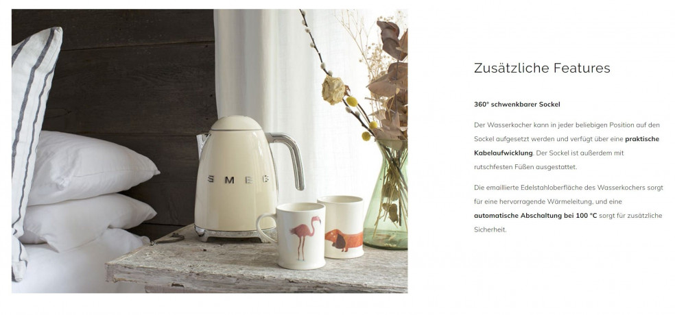 SMEG SMEG Wasserkocher SMEG Wasserkocher Edelstahl 1,7 L Fassung, 2400 W, Wasser Kocher, 2400,00 W, 360° Basis, BPA- Frei, elektrischer  Чайник SMEG Чайник SMEG, нержавеющая сталь, емкость 1,7 л, 2400 Вт, водоварка, 2400,00 Вт, основание 360°, без BPA, эл