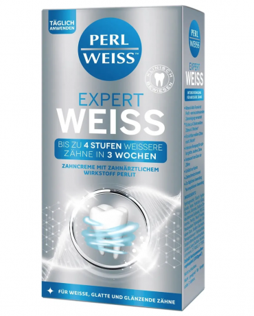 Perlweiss Expert Weiss Отбеливающая зубная паста до 4 тонов за 3 недели, с фтором 1300 ppm, 50 мл
