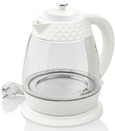 eta eta Wasserkocher Crystal ETA315490010, 1,7 l, 2200 W, in einem edlen Weiss, aus Glas und mit Beleuchtung чайник ETA Crystal ETA315490010, 1,7 л, 2200 Вт, элегантного белого цвета, из стекла и с подсветкой.
