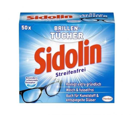 Набор 5 уп х 50 шт Sidolin wet салфетки для очков и экранов (Германия), влажные, без разводов, мягкая очистка линз, дисплеев и стекла