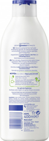NIVEA Body Lotion Aloe & Pflege, 400 ml, Нивеа Лосьон для тела, алоэ вера и гиалуроновая кислота, 72ч увлажнение, 400 мл