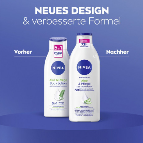 NIVEA Body Lotion Aloe & Pflege, 400 ml, Нивеа Лосьон для тела, алоэ вера и гиалуроновая кислота, 72ч увлажнение, 400 мл