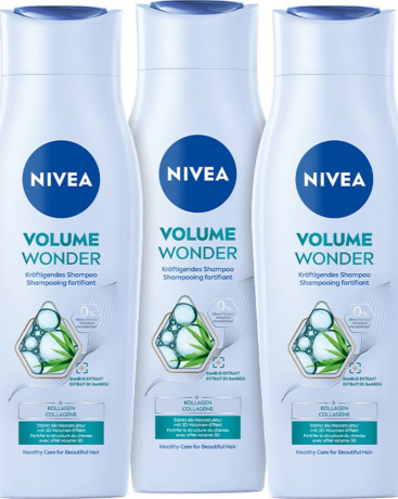 NIVEA Volume Wonder Shampoo, 750 ml (3x250 ml), Нивеа Шампунь для объёма, коллаген и экстракт бамбука, 3D объём, набор, 750 мл