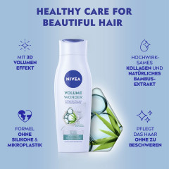 NIVEA Volume Wonder Shampoo, 750 ml (3x250 ml), Нивеа Шампунь для объёма, коллаген и экстракт бамбука, 3D объём, набор, 750 мл