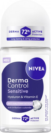 NIVEA Derma Control Restore Anti-Transpirant Roll-On, 50 ml, Нивеа Антиперспирант ролик, гиалурон и витамин E, для чувствительной кожи, 72ч защита, 50 мл