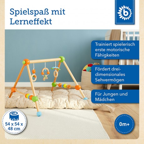 bieco Spieltrapez Spielbogen fur Babys -Figuren Rasseln Kugeln- Activity Baby Gym Holz Spielbogen Игровая арка на трапеции для малышей
