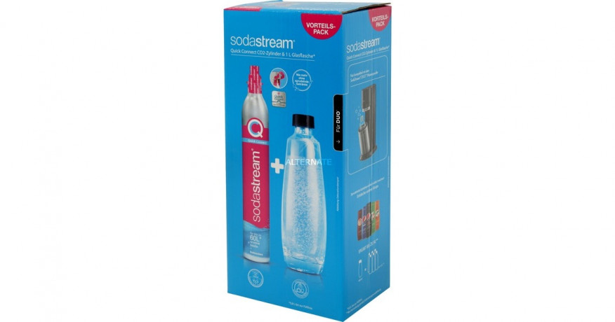 SodaStream SodaStream Quick Connect CO?-Reservezylinder +1 Glaskaraffe, fur Wassersprudler pink, mit Quick-Connect Verschluss  pink Резервный баллон для CO? SodaStream Quick Connect + 1 стеклянный графин, для приготовления газированной воды, розовый, с за