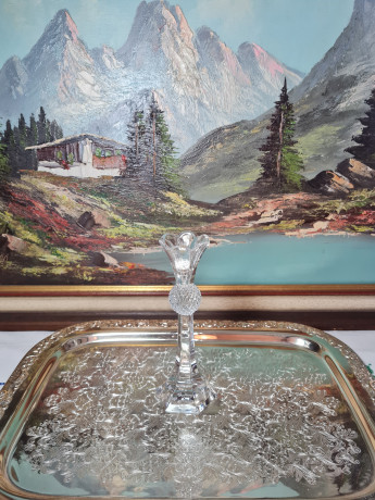 Подсвечник винтажный в форме чертополоха, хрусталь, 18 x 7 см, Германия, 1960-70гг.