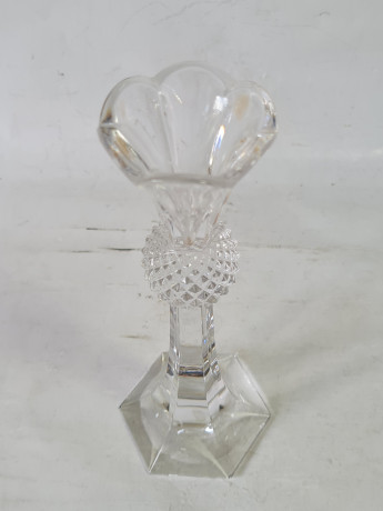 Подсвечник винтажный в форме чертополоха, хрусталь, 18 x 7 см, Германия, 1960-70гг.