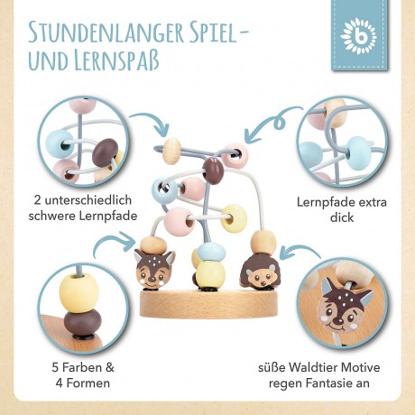 bieco Motorikwurfel Motorikschleife Lernspielzeug Holz Wurfel Motorik Spielzeug Baby Motorikwurfel Куб моторных навыков Кубик двигательных навыков Петля Обучающая игрушка Деревянный куб Двигательные навыки Игрушка Детский куб моторных навыков