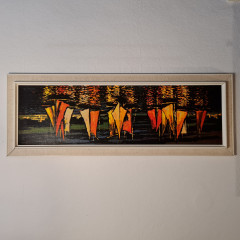 Картина винтажная Raz &quot;Парусники&quot;, масло, деревянная рама, 110 x 70 см, Германия, 1960-70гг.