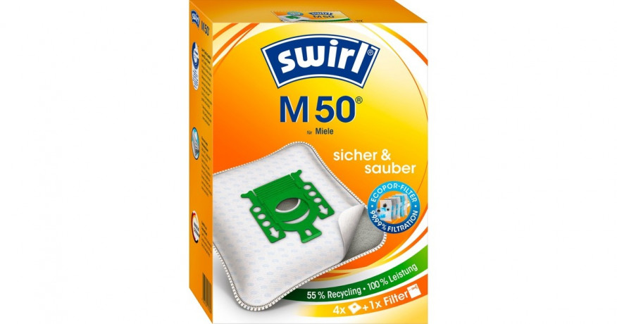 Swirl Swirl Staubsaugerbeutel M50 EcoPor 4 Beutel, 1 Abluftfilter Вихревые мешки для пылесоса M50 EcoPor 4 мешка, 1 вытяжной фильтр