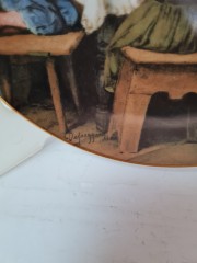 Тарелка декоративная винтажная Lilien Porzellan &quot;Молитва перед ужином&quot;, коллекционная, №154K, худ. Ф. Дефреггер, 20 см, Австрия, 1988г.