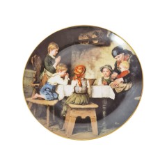 Тарелка декоративная винтажная Lilien Porzellan &quot;Молитва перед ужином&quot;, коллекционная, №154K, худ. Ф. Дефреггер, 20 см, Австрия, 1988г.