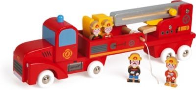 Janod Story Feuerwehrauto Holz mit 4 Holzfiguren История пожарной машины из дерева с 4 деревянными фигурками