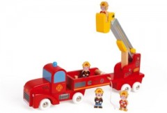Janod Story Feuerwehrauto Holz mit 4 Holzfiguren История пожарной машины из дерева с 4 деревянными фигурками