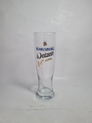 Бокал пивной винтажный Karlsberg Weizen, стекло, 0.5 л, 24 см, Германия, 1970-80гг.