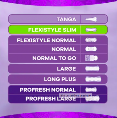 always Slipeinlage Flexistyle Slim Fresh BigPack 74 St, Прокладки Ежедневные тонкие Flexistyle с ароматом свежести 74 штуки, 2 упаковки (148 штук)