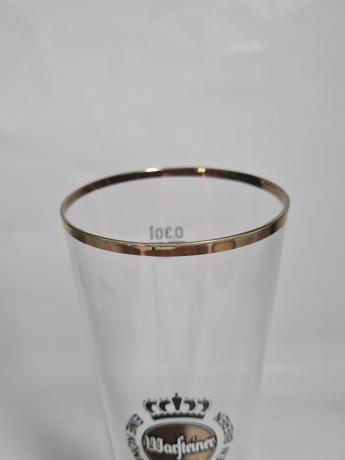 Немецкие пивные бокалы винтажные Warsteiner, стекло, 3 штуки, 0.3 л, 23.5 см, Германия, 1990-2000 гг.