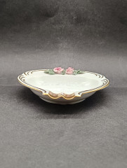 Пепельница винтажная Dresden с розовыми цветками, фарфор, 14 х 3 см, Германия, 1960-70гг.