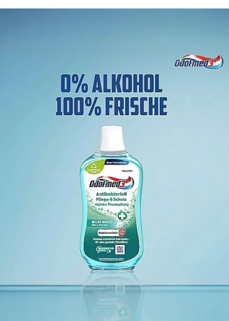 Odol med 3 Mundspulung antibakteriell Pflege & Schutz, Ополаскиватель для полости рта антибактериальный, защита и уход, с фтором, без спирта, 500 мл