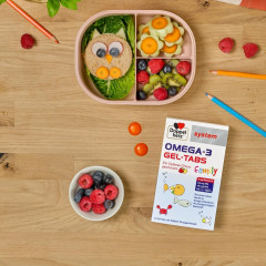 Doppelherz system OMEGA-3 Gel-Tabs family Erdbeer-Citrus, 60st, Омега-3 из морской рыбы + витамин D, жевательные мармеладки со вкусом клубники и цитрусовых для детей от 4-х лет и взрослых, 60 шт