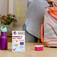 Doppelherz system OMEGA-3 Gel-Tabs family Erdbeer-Citrus, 60st, Омега-3 из морской рыбы + витамин D, жевательные мармеладки со вкусом клубники и цитрусовых для детей от 4-х лет и взрослых, 60 шт