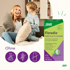 Salus Floradix Eisen plus B-Vitamine 40st, Витаминный Комплекс для женщин с железом и B (Германия), веган, без глютена, 40 капсул