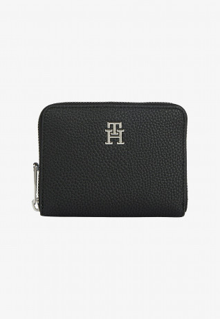 Tommy Hilfiger MEDIUM PEBBLE GRAIN MONOGRAM Wallet black СРЕДНЯЯ ГАЛКА МОНОГРАММА Бумажник черный