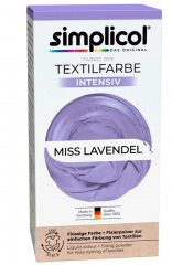 Simplicol Textilfarbe intensiv Miss Lavendel, Краска для ткани лавандовая фиолетовая Miss Lavendel интенсивная, жидкая, для стиральной машины 40C, 150 мл + фиксатор 400 г